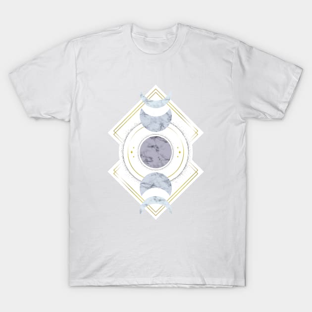 Marble Moon Phases T-Shirt by Barlena